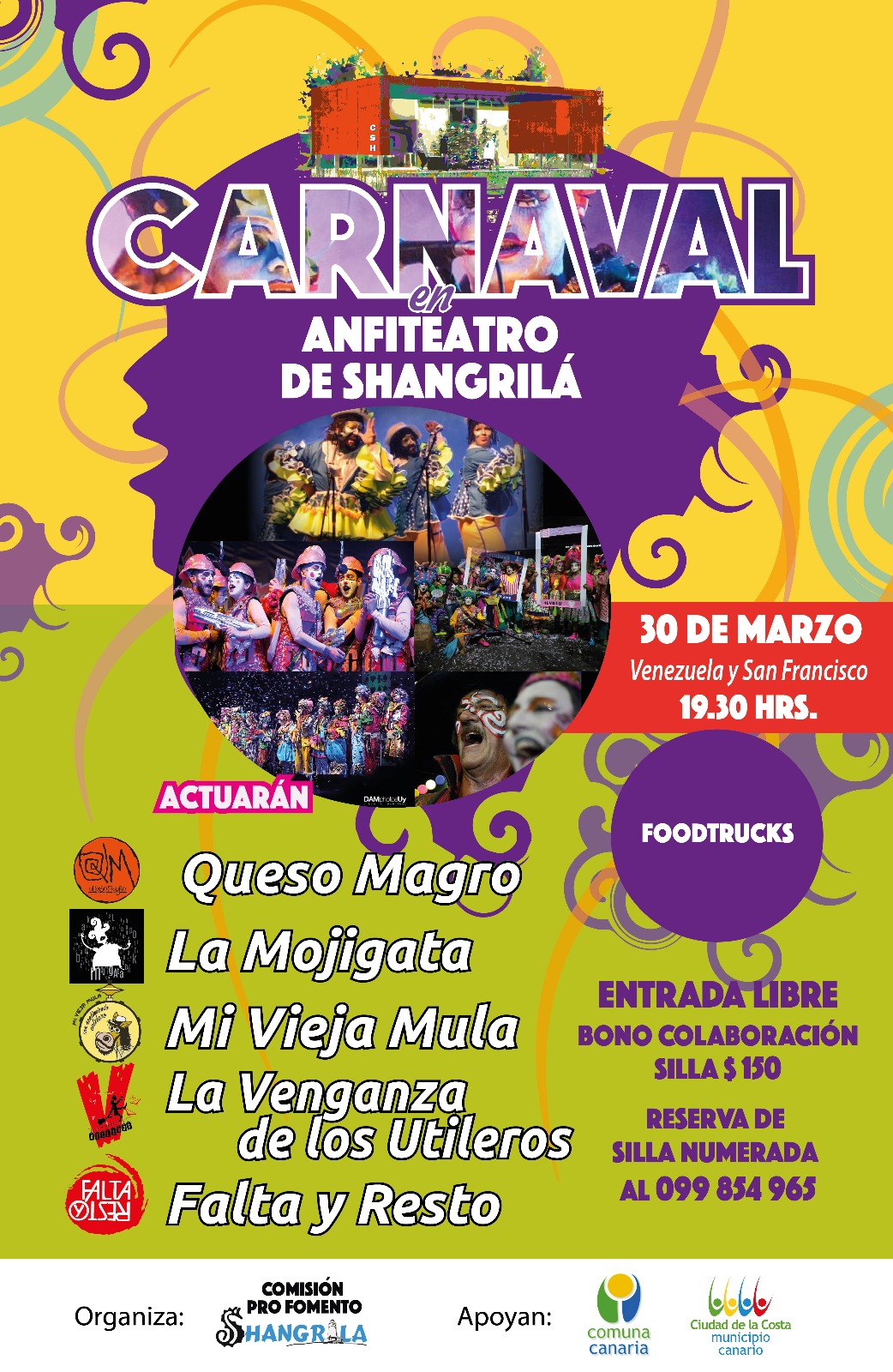 SABADO 30 de marzo: Cartelera de carnaval en el ANFITEATRO de Shangrilá
