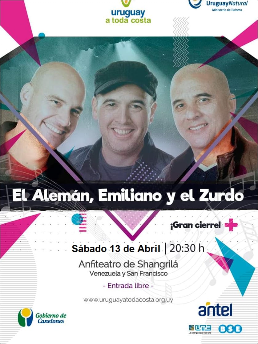 SABADO 13 de abril: El Alemán, Emiliano y el Zurdo en el ANFITEATRO de Shangrilá